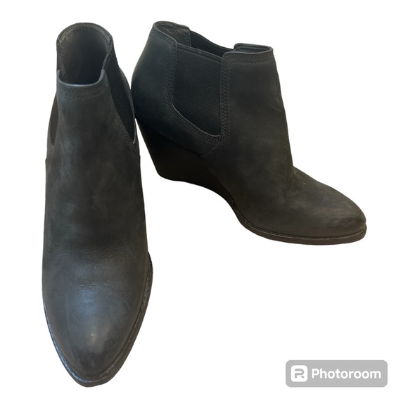 Cole Haan Shoes - Cole Haan Boots Womens 9.5 B Grand Os Booties Black Leather Wedge Casual Almond